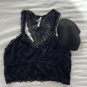 Black Lace Racerback Bralette w/ removable pads XL